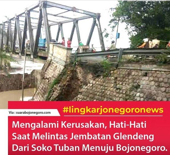 jembatan glendeng penghubung bojonegoro tuban rusak