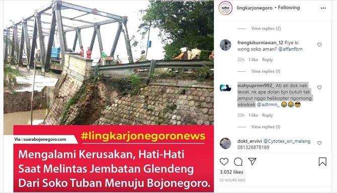 jembatan glendeng penghubung bojonegoro tuban rusak