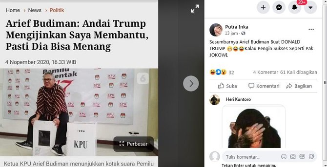 cek fakta hoaks ketua kpu ri bisa bantu trump menangkan pilpres as