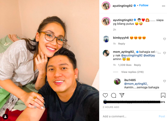 bantah gosip putus ayu ting ting unggah foto mesra bareng kekasih untuk pertama kali