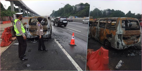 Diduga Korsleting Listrik, Alphard Terbakar di Tol Jagorawi