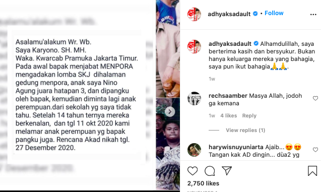 sama sama pernah dipangku adhyaksa dault saat kecil 2 anak ini kini berjodoh