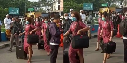Potret Pramugari Cantik Ramai-Ramai Jalan Kaki Menuju Bandara Soekarno Hatta