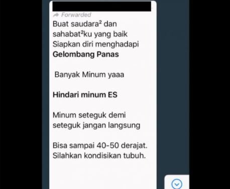 tangkapan layar informasi gelombang panas di indonesia