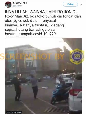 hoaks pasutri bunuh diri di roxy mas jakarta ini faktanya