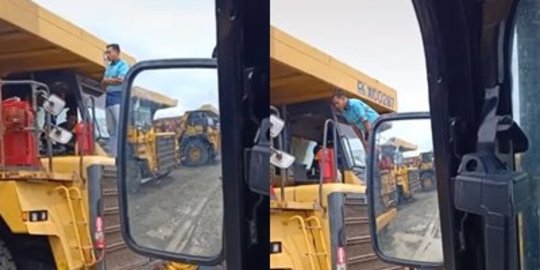 Viral Video Pria Pekerja Tambang Salat di Atas Kendaraan Alat Berat