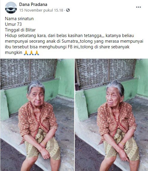 nenek 73 tahun di blitar hidup sebatang kara