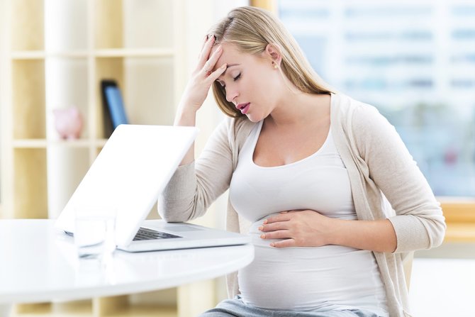 stressful pregnant mother illustration