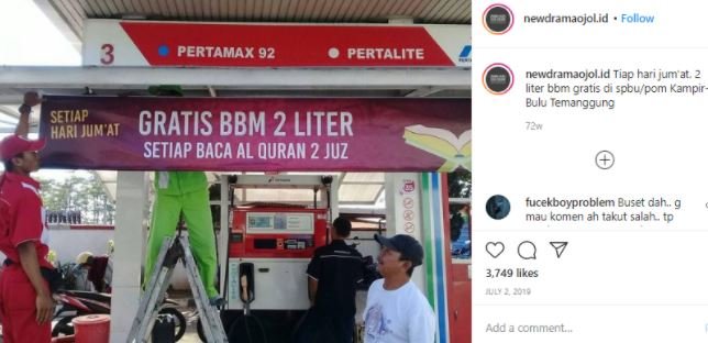 hoaks tawaran gratis bbm 2 liter bagi non muslim dengan syarat baca syahadat