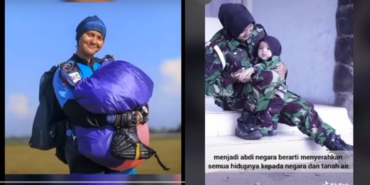 Potret Aktivitas TNI Wanita di Rumah, Gendong Anak Tetap Pakai Seragam Loreng