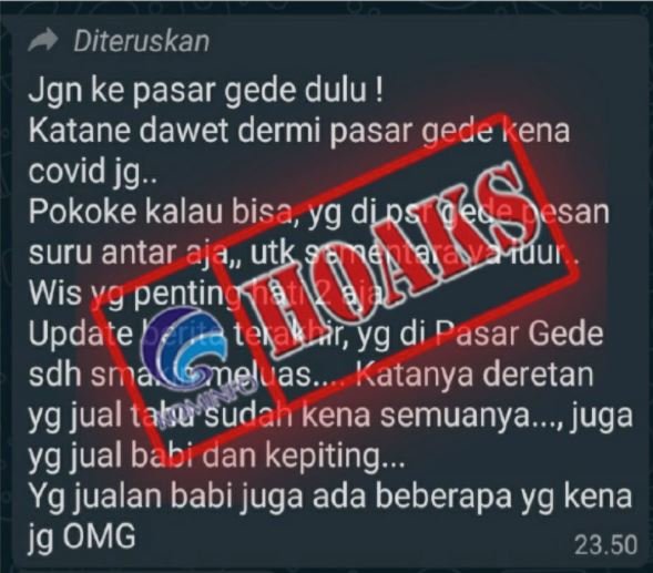 disinformasi kabar pedagang di pasar gede solo positif covid 19