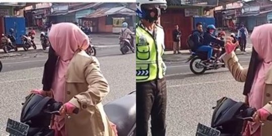 Viral Emak-Emak Ngamuk Memaki Polisi, Tak Terima Ditegur Tak Pakai Helm