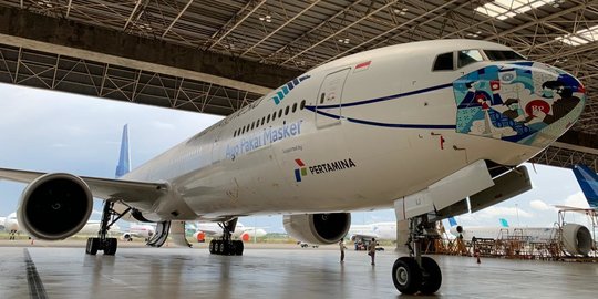 Garuda Indonesia Kembali Luncurkan Pesawat Bermasker dengan Motif Batik Tambal