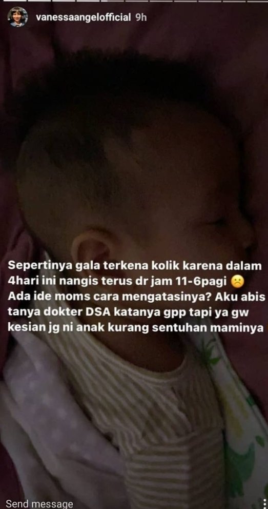 anak vanessa alami kolik