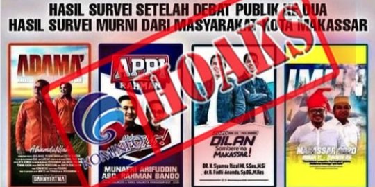 CEK FAKTA: Hoaks Hasil Survei Elektabilitas Paslon Pilkada Makassar Catut Nama KPU