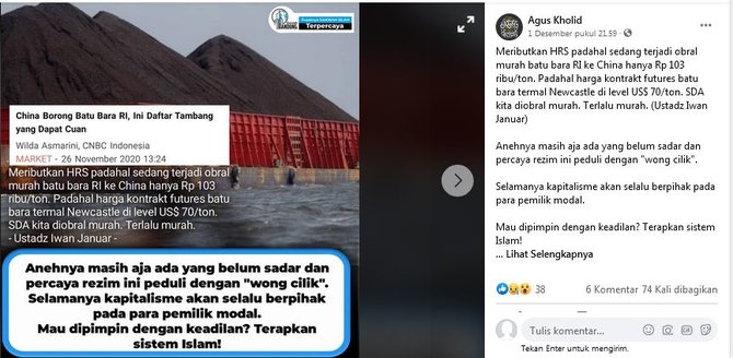 tidak benar indonesia obral murah batubara ke china ini faktanya