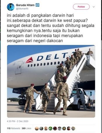 tidak benar foto tentang asing bertolak ke papua barat