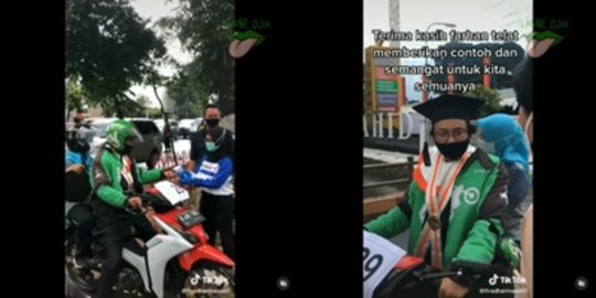 Potret Driver Ojol Lulus Kuliah Sarjana, Wisuda Drive Thru Ditemani Ibunda Bikin Haru