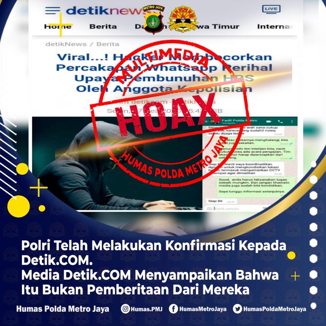 hoaks pembocoran whatsapp perihal pembunuhan hrs oleh anggota kepolisian