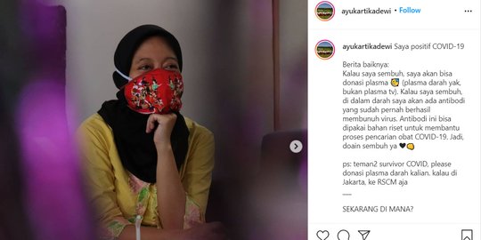 Stafsus Jokowi Ayu Kartika Dewi Umumkan Positif Covid-19 di Akun Instagramnya