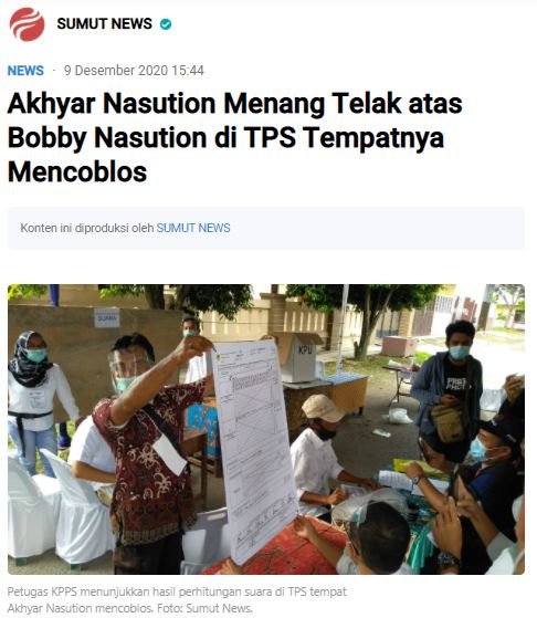 hoaks akhyar menang telak atas bobby nasution