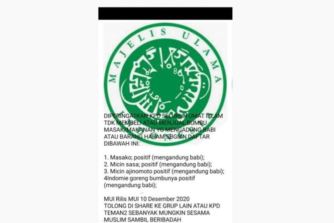 hoaks mui mengeluarkan daftar bumbu masak dan makanan mengandung babi