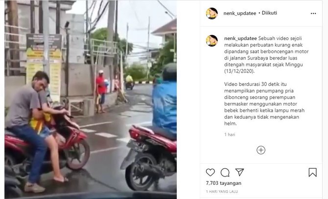 pasangan ini naik motor dan lakukan hal tak senonoh di jalan ini komentar warganet