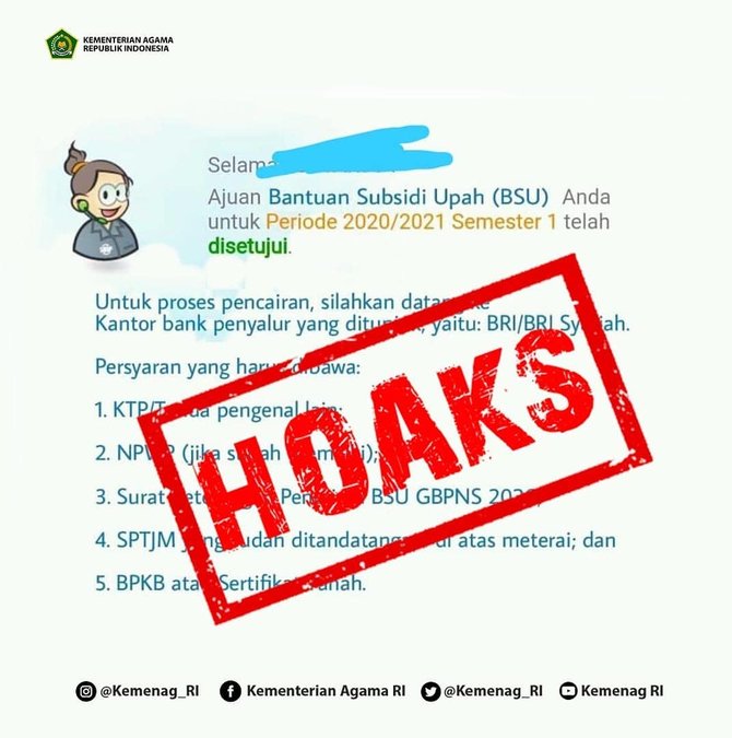 hoaks pencarian bsu guru madrasah non pns harus bawa sertifikat tanah