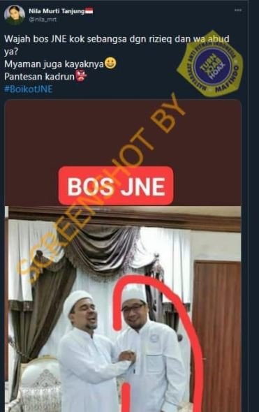 hoaks foto rizieq syihab bersama bos jne