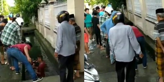 Viral Video Remaja Kecemplung Got Usai Standing Motor, Sampai Jadi Tontonan Warga