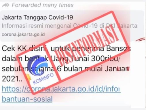 hoaks informasi penerima bansos dapat uang rp300 ribu selama 6 bulan