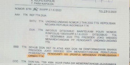 Polda Metro Jaya Pastikan Telegram Kapolri Sebut FPI Organisasi Terlarang Hoaks