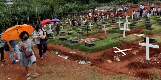 Momen Natal, Warga Ziarah ke Makam Kerabat dengan Protokol Covid-19
