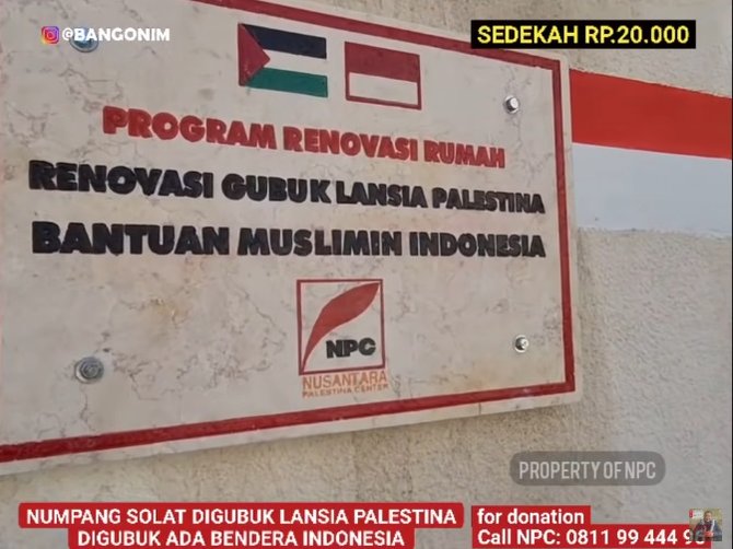 bendera merah putih di rumah warga palestina