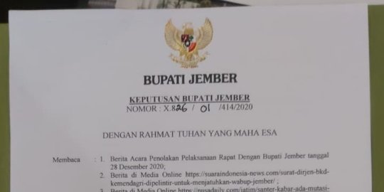 Sekda Jember Mengaku Dicopot Bupati Faida Karena Jelaskan SE Mendagri ke Media