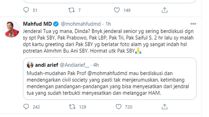 percakapan mahfud md di twitter