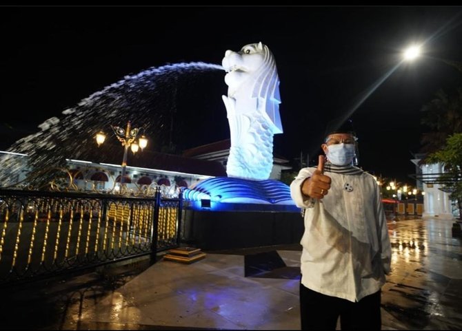 resmi jadi ikon kota patung merlion di madiun ini justru tuai pro kontra