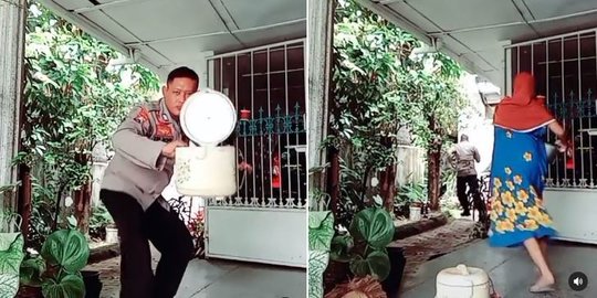 Momen Polisi Lagi Asyik Goyang 'Magic Jar', Tiba-tiba Dikejar Emak-emak