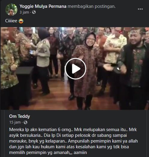 tangkapan layar video menteri risma sedang menari