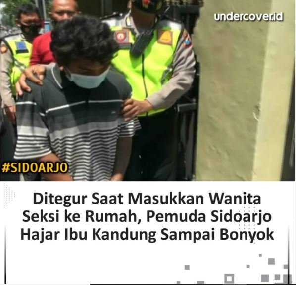 pemuda di sidoarjo hajar ibunya pakai batu bata