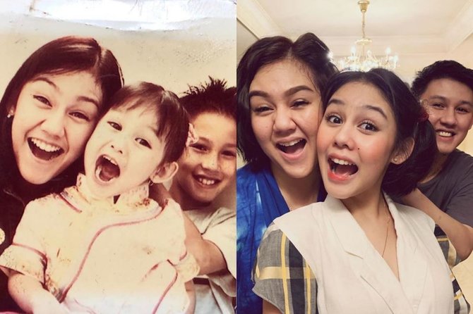 seleb tirukan foto masa kecil