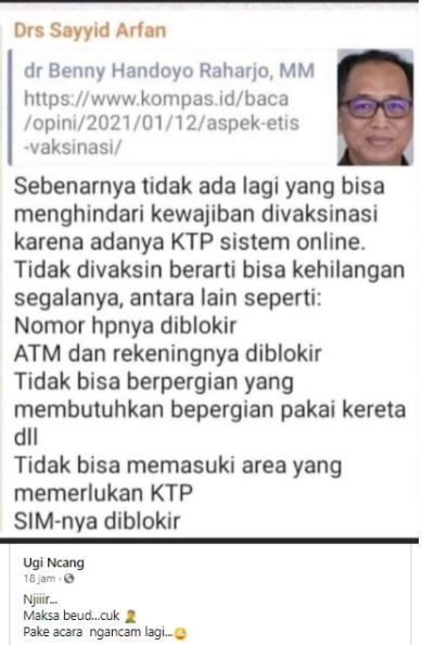 hoaks pemblokiran atm dan rekening bagi yang menolak vaksin