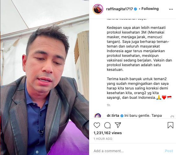 dapat teguran usai divaksinasi ini klarifikasi dan permohonan maaf raffi ahmad