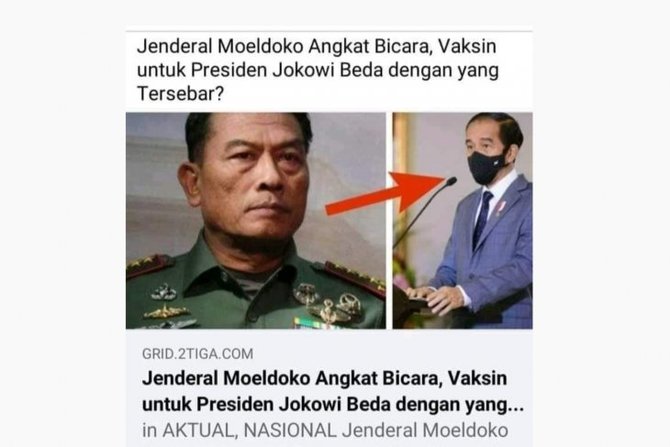 hoaks moeldoko sebut vaksin untuk jokowi beda dengan masyarakat