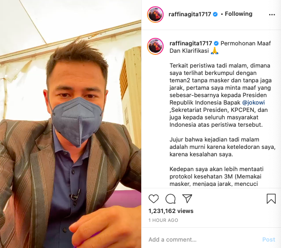 dapat teguran usai divaksinasi ini klarifikasi dan permohonan maaf raffi ahmad