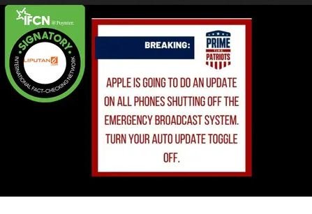 hoaks apple akan mematikan peringatan darurat di iphone