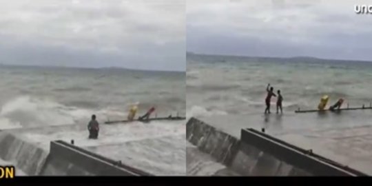 Viral Video Anak-Anak Bermain Saat Ombak Tinggi, Bukan Takut Malah 'Ditantang'