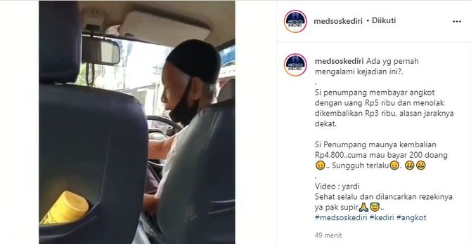 video penumpang angkot cuma bayar rp200
