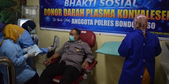 Sembuh Covid-19, Belasan Polisi di Bondowoso Donor Plasma Konvalesen