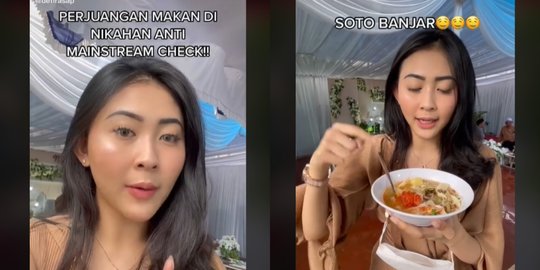 Viral Cewek Terjang Banjir saat Pernikahan, Demi Soto Banjar Isi Perut Lapar